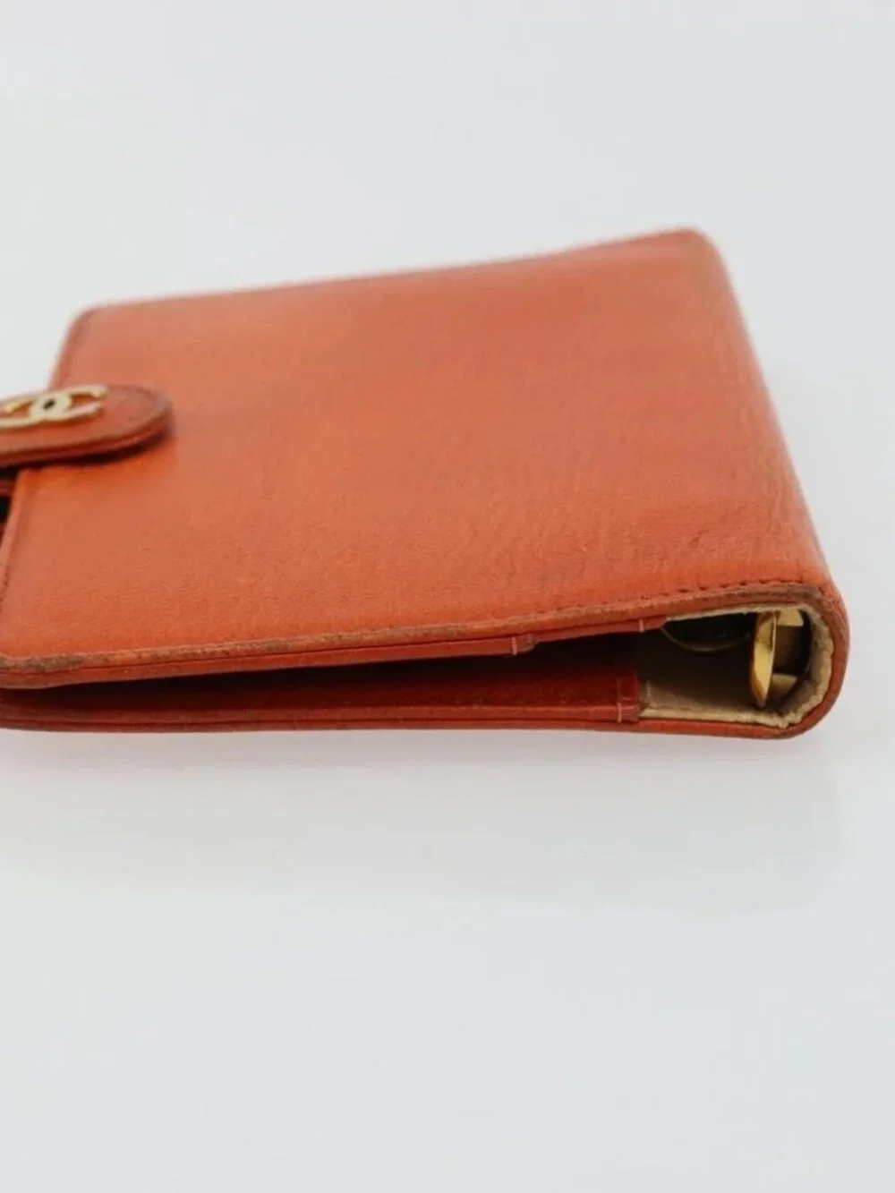 CHANEL Day Planner Cover Leather Orange CC Auth 133201